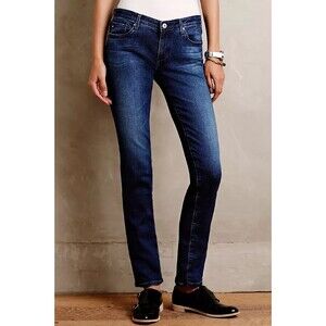 Anthropologie AG Jeans‎ Slim Straight Denim Medium Wash Low Rise Women's Size 26